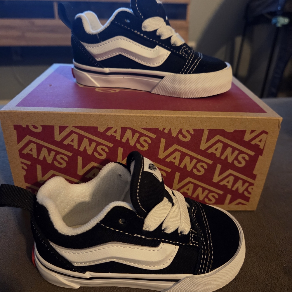 Vans Kids Classic Black and White Sneakers